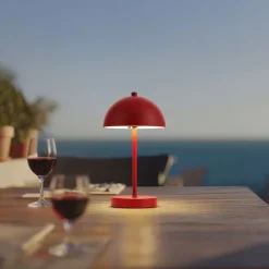 QAZQA Tischleuchte für den Außenbereich Dunkelrot inkl. LED 3-Stufen-Dimmbar IP44 Wiederaufladbar - Keira