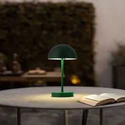 QAZQA Tischleuchte für den Außenbereich Dunkelgrün inkl. LED 3-Stufen-Dimmbar IP44 Wiederaufladbar - Keira