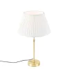 QAZQA Tischleuchte gold / messing mit plissiertem Schirm creme 35 cm - Parte