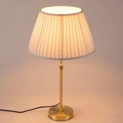 QAZQA Tischleuchte gold / messing mit plissiertem Schirm creme 35 cm - Parte