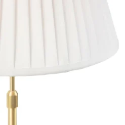 QAZQA Tischleuchte gold / messing mit plissiertem Schirm creme 35 cm - Parte