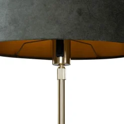 QAZQA Tischleuchte Gold mit ovalem Samtschirm Grün 35cm - Parte