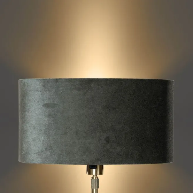 QAZQA Tischleuchte Gold mit ovalem Samtschirm Grün 35cm - Parte