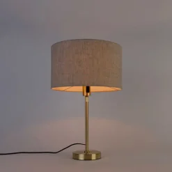 QAZQA Tischleuchte gold verstellbar mit Schirm hellgrau 35 cm - Parte