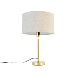 QAZQA Tischleuchte gold verstellbar mit Schirm hellgrau 35 cm - Parte