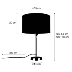 QAZQA Tischleuchte gold verstellbar mit Schirm hellgrau 35 cm - Parte