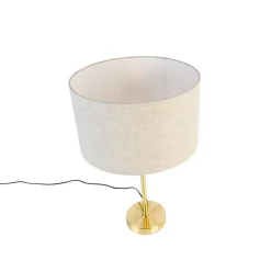 QAZQA Tischleuchte gold verstellbar mit Schirm hellgrau 35 cm - Parte