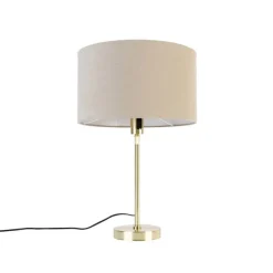 QAZQA Tischleuchte gold verstellbar mit Schirm hellbraun 35 cm - Parte