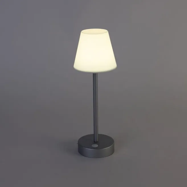 Newgarden Tischleuchte grau inkl. LED wiederaufladbar mit Touchdimmer - Renata