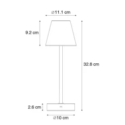 Newgarden Tischleuchte grau inkl. LED wiederaufladbar mit Touchdimmer - Renata
