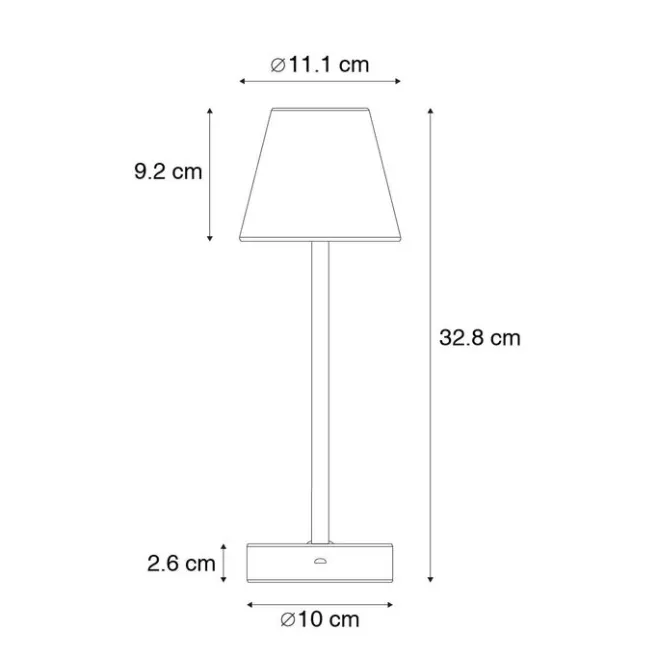 Newgarden Tischleuchte grau inkl. LED wiederaufladbar mit Touchdimmer - Renata