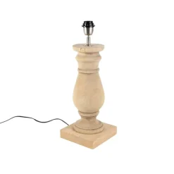 QAZQA Tischleuchte im Landhausstil Holz natur ohne Lampenschirm - Catnip