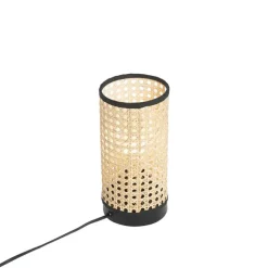 QAZQA Tischleuchte Landhausstil Rattan mit Schwarz - Kata