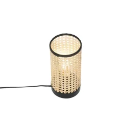 QAZQA Tischleuchte Landhausstil Rattan mit Schwarz - Kata