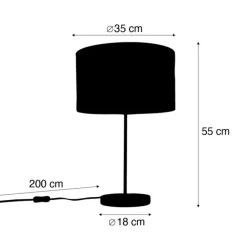 QAZQA Tischleuchte Messing mit Samtlampenschirm Blattdesign und goldener Innenseite - Kaso