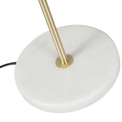 QAZQA Tischleuchte Messing mit Samtlampenschirm Blattdesign und goldener Innenseite - Kaso