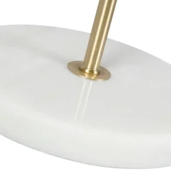 QAZQA Tischleuchte Messing mit Samtlampenschirm Blattdesign und goldener Innenseite - Kaso