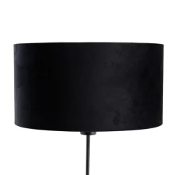 QAZQA Tischleuchte Schwarz mit ovalem Samt-Schirm Schwarz 35cm - Parte