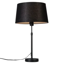 QAZQA Tischleuchte schwarz mit Schirm schwarz 35 cm verstellbar - Parte