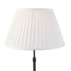 QAZQA Tischleuchte schwarz mit plissiertem Schirm creme 35 cm verstellbar - Parte