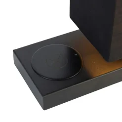 Trio Leuchten Tischleuchte schwarz mit schwarzem Schirm, Touchsensor und Wireless Charger - Romina