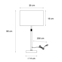 QAZQA Tischleuchte Schwarz mit Samtschirm Bronze 35cm - Parte