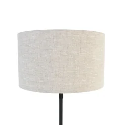 QAZQA Tischleuchte schwarz verstellbar mit Schirm hellgrau 35 cm - Parte