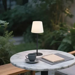 QAZQA Tischleuchte Schwarz Wiederaufladbar Incl. LED und Dimmer IP54 - Jude