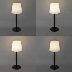 QAZQA Tischleuchte Schwarz Wiederaufladbar Incl. LED und Dimmer IP54 - Jude