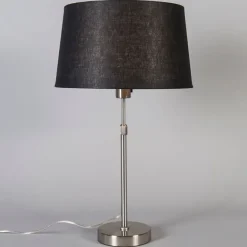 QAZQA Tischleuchte Stahl mit Schirm schwarz 35 cm verstellbar - Parte