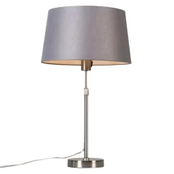 QAZQA Tischleuchte Stahl mit Schirm grau 35 cm verstellbar - Parte