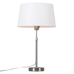 QAZQA Tischleuchte Stahl mit Schirm weiß 35 cm verstellbar - Parte