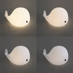 Kinder QAZQA Tischleuchte Weiß 30cm inkl. LED Dimmbar IP54 Wiederaufladbar - Baby Whale