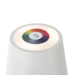 QAZQA Tischleuchte weiß inkl. LED dimmbar und wiederaufladbar RGB IP54 - Murdock