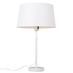 QAZQA Tischleuchte weiß mit Schirm weiß 35 cm verstellbar - Parte