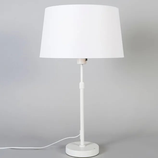 QAZQA Tischleuchte weiß mit Schirm weiß 35 cm verstellbar - Parte