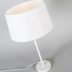 QAZQA Tischleuchte weiß mit Schirm weiß 35 cm verstellbar - Parte