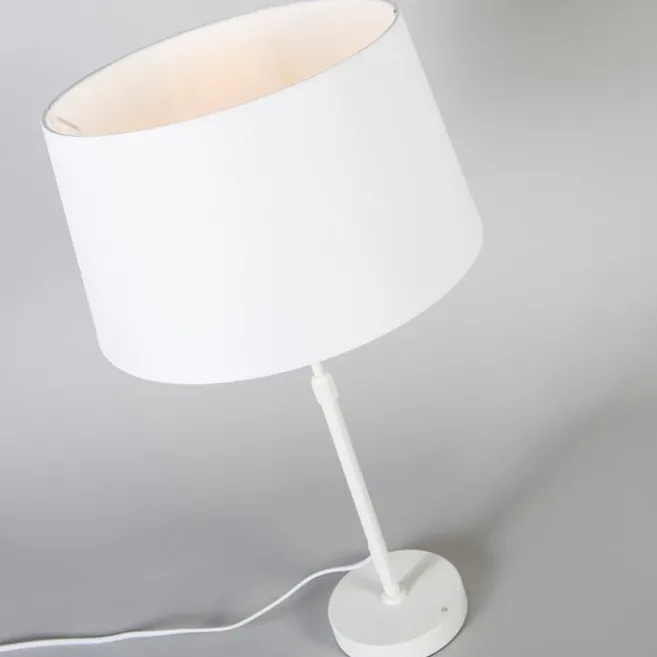 QAZQA Tischleuchte weiß mit Schirm weiß 35 cm verstellbar - Parte