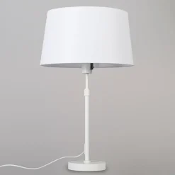 QAZQA Tischleuchte weiß mit Schirm weiß 35 cm verstellbar - Parte