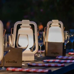 QAZQA Tischleuchte wiederaufladbar 30 cm IP44 weiß - Storm Small