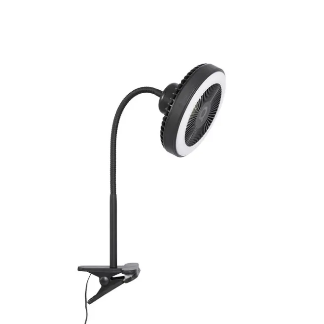 QAZQA Tischventilator schwarz inkl. LED 2700K - Dores