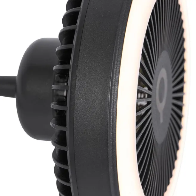 QAZQA Tischventilator schwarz inkl. LED 2700K - Dores