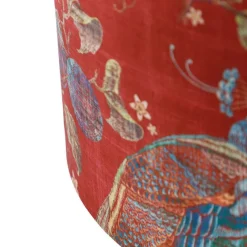 QAZQA Velour Lampenschirm Pfau Design 40/40/40 Gold innen