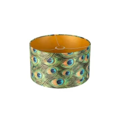 QAZQA Velour Lampenschirm Pfau Design 35/35/20 mit goldenem Interieur