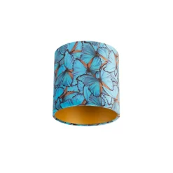 QAZQA Velour Lampenschirm Schmetterling Design 20/20/20 goldene Innenseite