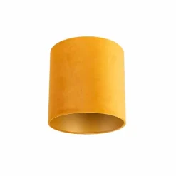 QAZQA Velours Lampenschirm gelb 25/25/25 mit goldener Innenseite