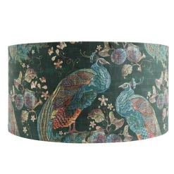 QAZQA Velours-Lampenschirm pfauengrün 50/50/25 innen golden