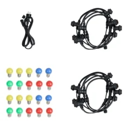 QAZQA Verbindbare schwarze Lichterkette mit Stecker 10m inkl. E27 20-Lichter IP44 - Lubber