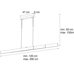 QAZQA Verstellbare Hängelampe Dunkelbronze inkl. dimmbarer LED - Lamba