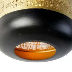 QAZQA Vintage Deckenlampe schwarz mit Messing - Kayleigh